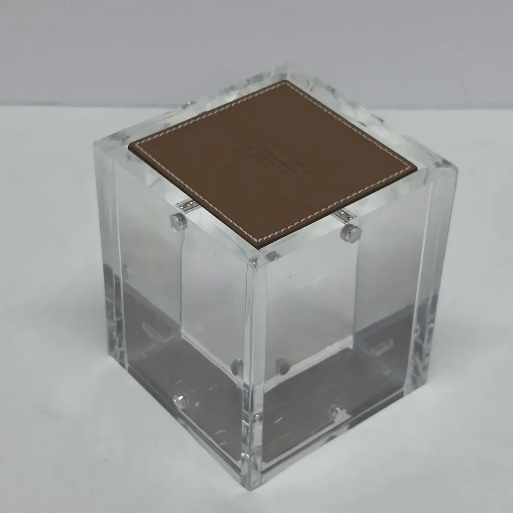 Vintage COACH Leatherware Magnetic Acrylic Photo Cube Holds 4 Pictures